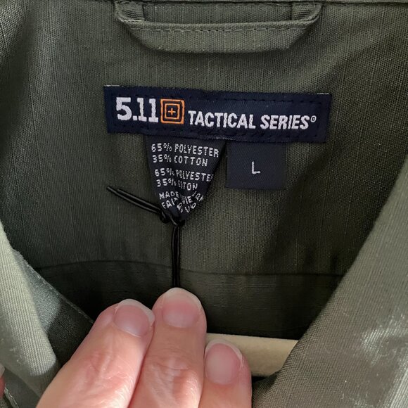 511 TACTICAL Short Sleeve Cotton Shirt Military Green Heavyweight Size Large. - Picture 10 of 14